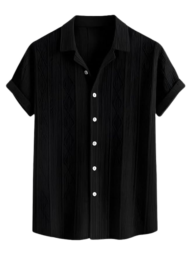 Tee Venture Shirt for Man | Mens Casual Shirts | Shirt for Man| Shirts for Mens Stylish |Half Sleeve Button Down Textured Summer Wear (Available in Plus Sizes) - Image 3
