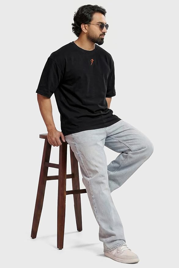 TEE VENTURE Mens Iconic Oversized Poly-Cotton-Elasto T-Shirt White - Image 4