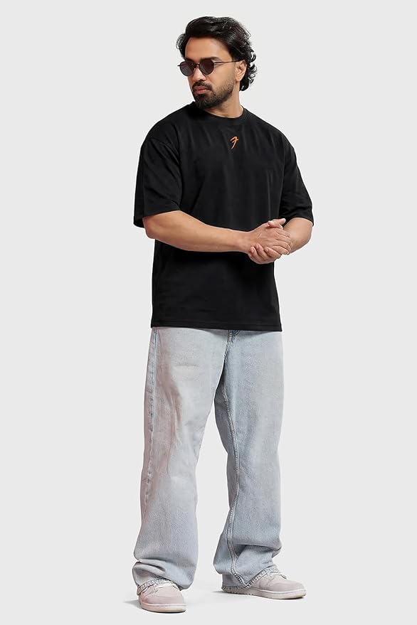 TEE VENTURE Mens Iconic Oversized Poly-Cotton-Elasto T-Shirt White - Image 5