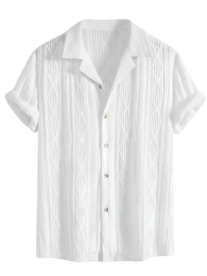 Tee Venture Shirt for Man | Mens Casual Shirts | Shirt for Man| Shirts for Mens Stylish |Half Sleeve Button Down Textured Summer Wear (Available in Plus Sizes) - Image 2