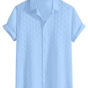 Tee Venture Shirt for Man | Mens Casual Shirts | Shirt for Man| Shirts for Mens Stylish |Half Sleeve Button Down Textured Summer Wear (Available in Plus Sizes)