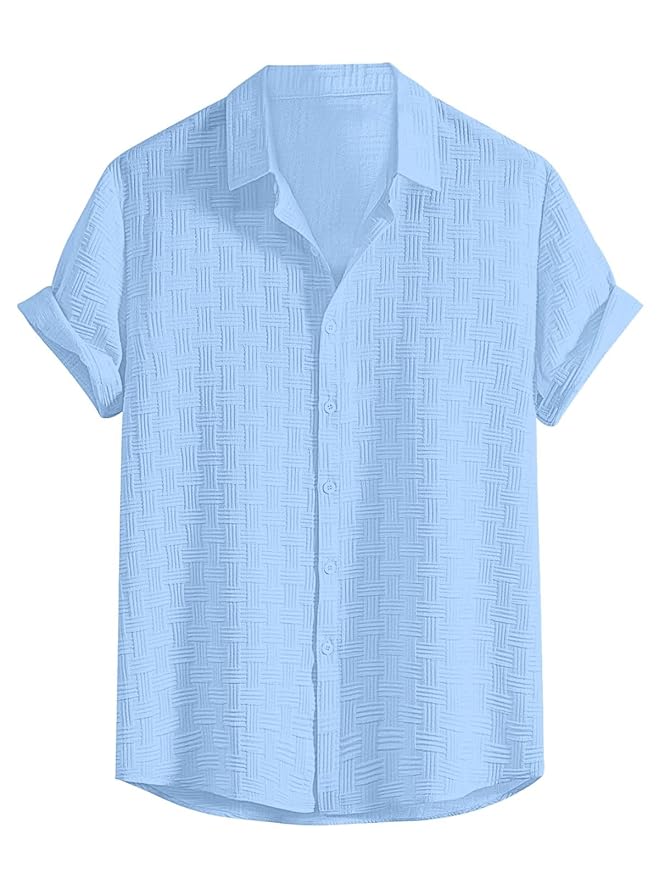 Tee Venture Shirt for Man | Mens Casual Shirts | Shirt for Man| Shirts for Mens Stylish |Half Sleeve Button Down Textured Summer Wear (Available in Plus Sizes)