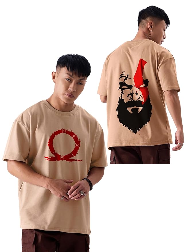 TEE VENTURE Mens Oversized Anime Printed Half Sleeve Cotton Branded T-Shirt for Mens ||Printing Tshirts for Men || Oversize Tshirts for Men