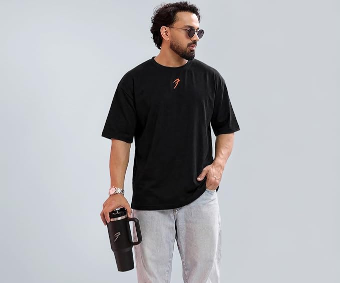 TEE VENTURE Mens Iconic Oversized Poly-Cotton-Elasto T-Shirt White