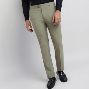 TEE VENTURE Men's Slim Fit Mid Rise Solid Pattern Poly Viscose Blend Flat Front Formal Trouser