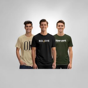 TEE VENTURE Men's Printed T-Shirt Combo Pack of 3 | Regular Fit Cotton Tshirts for Man - PRNT2