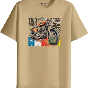 TEE VENTURE Men's Regular Fit Biker Printed Round Neck Cotton T-Shirt | Graphic Printed Casual Wear Unisex Fit XS to 3XL Tshirt RN-Bike