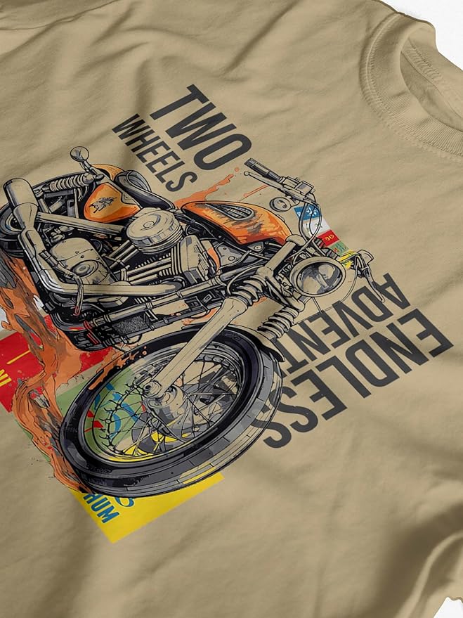 TEE VENTURE Men's Regular Fit Biker Printed Round Neck Cotton T-Shirt | Graphic Printed Casual Wear Unisex Fit XS to 3XL Tshirt RN-Bike - Image 6