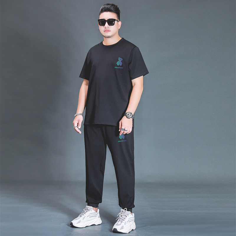 Oversized T-shirt And Trousers Two-piece Fat Casual Sports Suit - Image 4