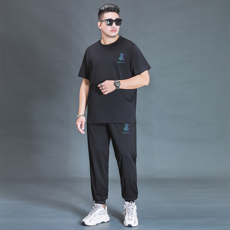 Oversized T-shirt And Trousers Two-piece Fat Casual Sports Suit - Image 2